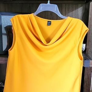 SHEIN gold scoop neck blouse